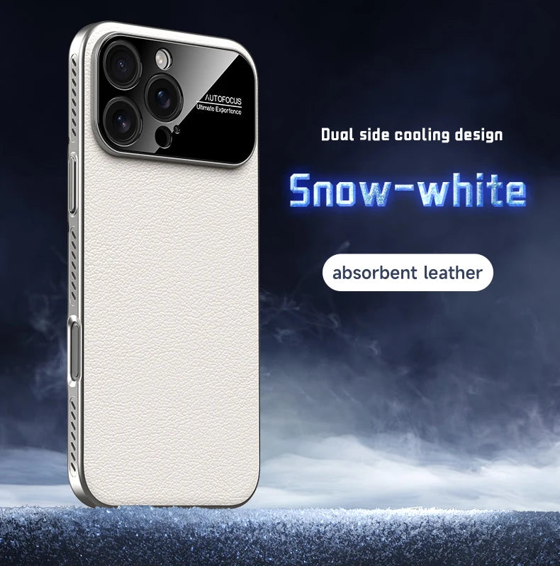 Luxury Ultra Thin Solid Color Leather Heat Dissipation Magsafe Phone Case for iPhone 17 16 15 14 Pro Max Light Grip Bumper Shell