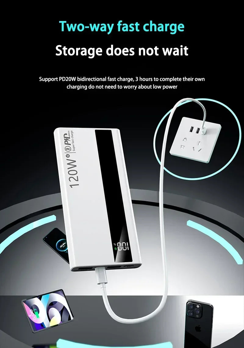 Xiaomi 500000mAh High Capacity 120W Power Bank Super Fast Charging Power Bank Portable Battery Charger For iPhone Samsung Huawei