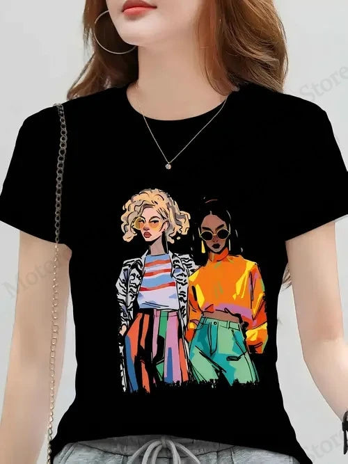 T shirt Women Fashion Casual O-Neck Oversized Short Sleeve T-shirt Funny Animal Tops Tee Women Clothes