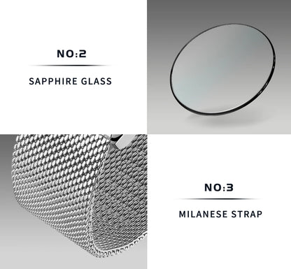 CADISEN Automatic Watch Men Luminous Stainless Steel Self-Wind Wristwatch NH35A Sapphire Waterproof Mesh Belt Mechanical Watch