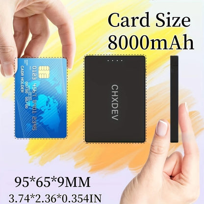 Ultra-Thin Magnetic Power Bank Ultra-Slim 8000mAh Charger , Mini Power Banks For Card Holder Wallet, For IPhone XIAOMI