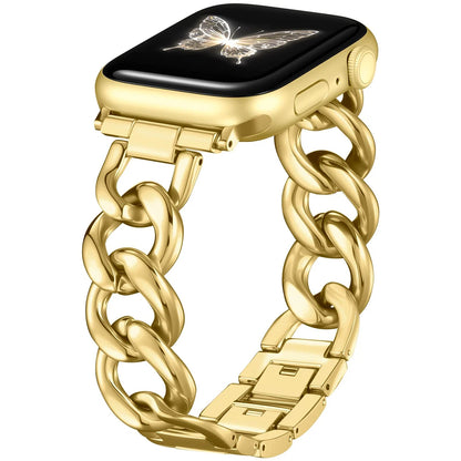 Metal Chain Link Compatible For Apple Watch Band Series Women Men Classic Watch Strap Replacement Accessories Smartwatch Bands