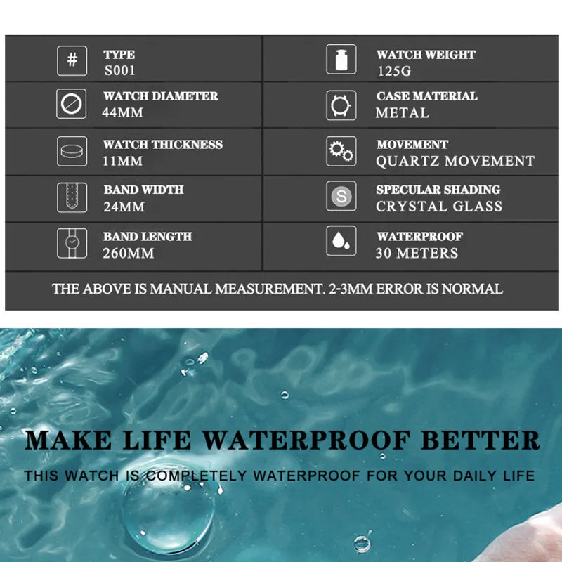 Brand Luxury Watch Fashion Casual Military Quartz Sports Wristwatch Full Steel Waterproof Men's Clock Relogio Masculino