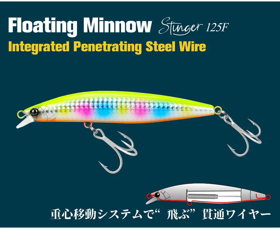 Ultra Long Casting Floating Minnow 125mm 25g High Strength Saltwater Seabass Artificial Hard Baits