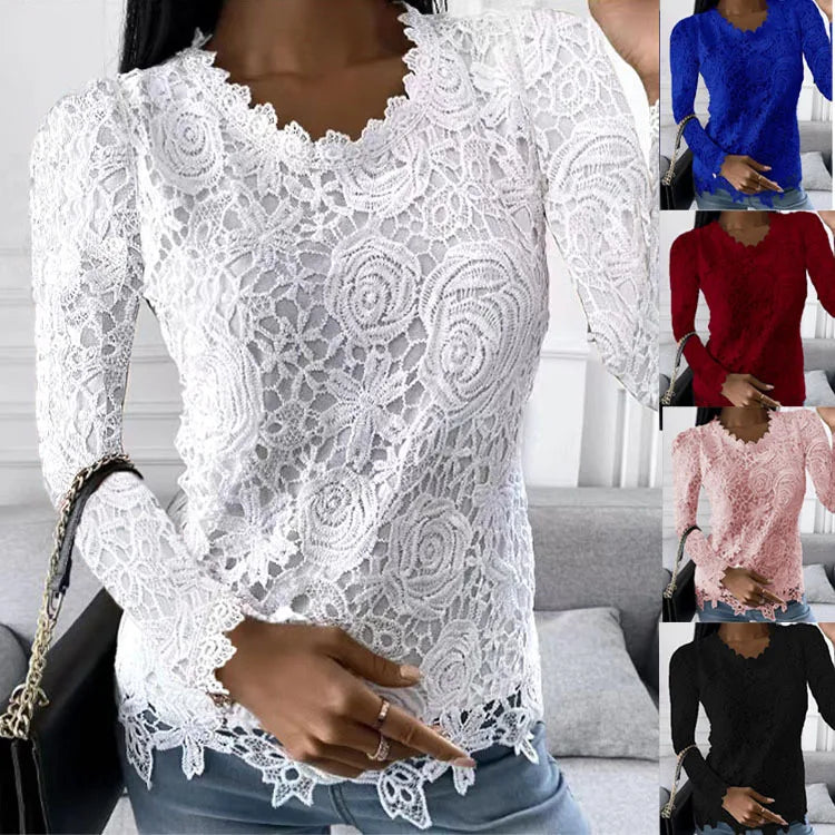 Autumn Fashion Style Bud Silk Unlined Upper Long Sleeve O-neck Embroidery