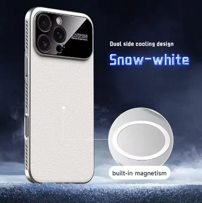 Luxury Ultra Thin Solid Color Leather Heat Dissipation Magsafe Phone Case for iPhone 17 16 15 14 Pro Max Light Grip Bumper Shell