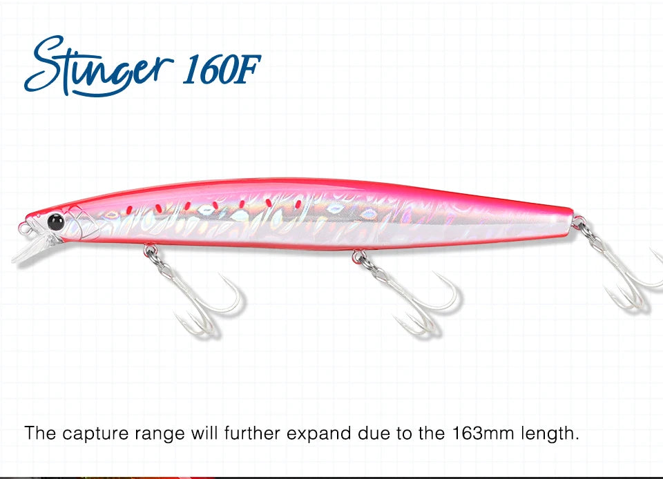 Floating Minnow Fishing Lure STINGER 163mm 31g Long Casting Artificial Seabass Saltwater Large Hard Baits