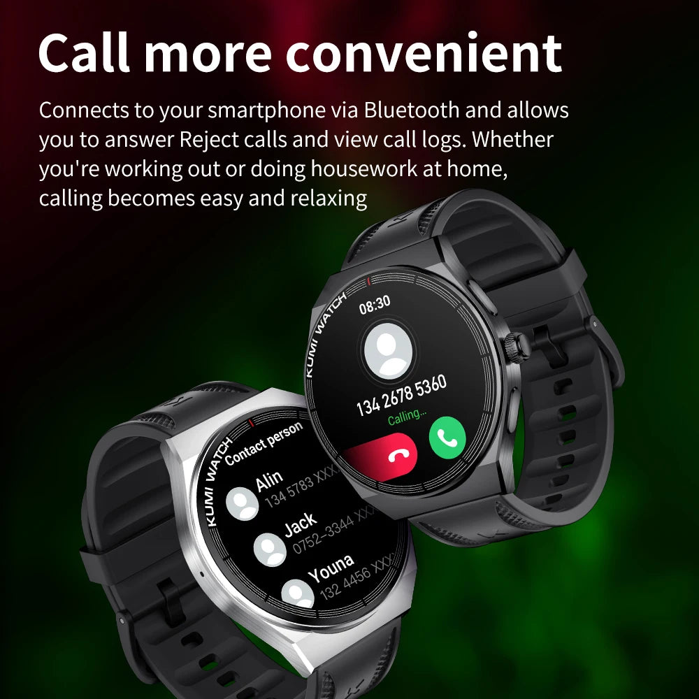 KUMI GT5 Max Smartwatch 1.39inch IPS Full Screen Men Women Bluetooth Call 100+ Sport Heart Rate Tracker IP68Waterproof