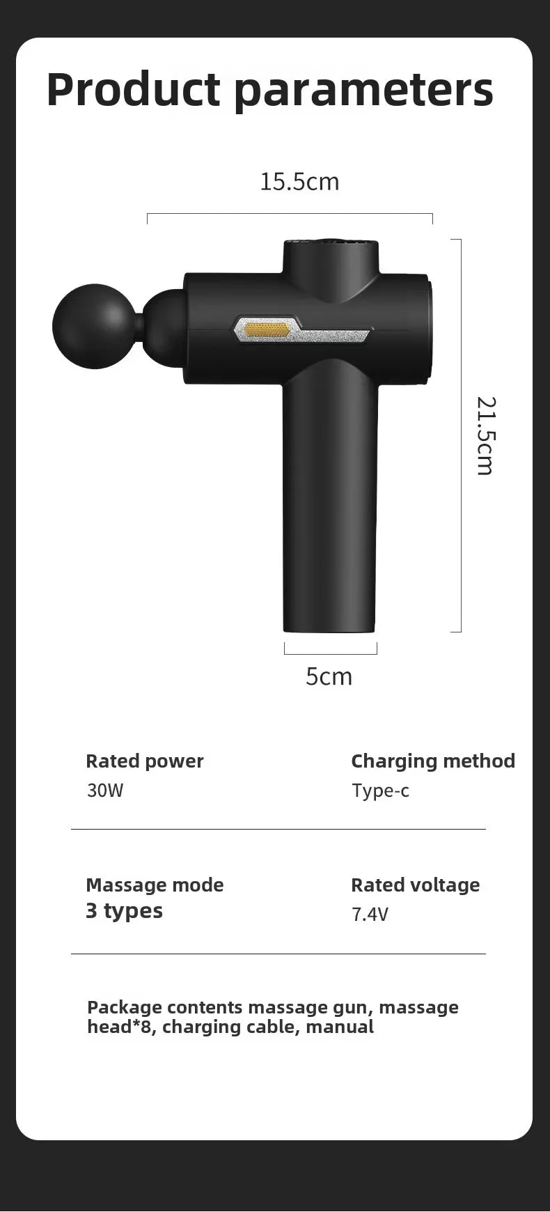 Massage Gun LED Display Fascia Deep Muscle Relax Body Massager Electric Fitness Equipment Noise Reduction