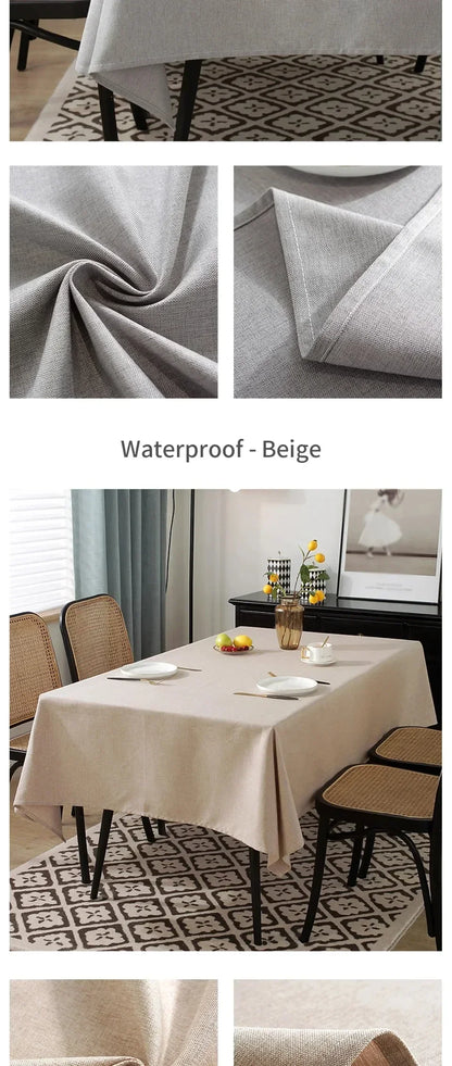 Waterproof Oilproof Kitchen Dining Tablecloth Solid Color Rectangle Tablecloth Cover Mat Oilcloth Antifouling Home Decoration