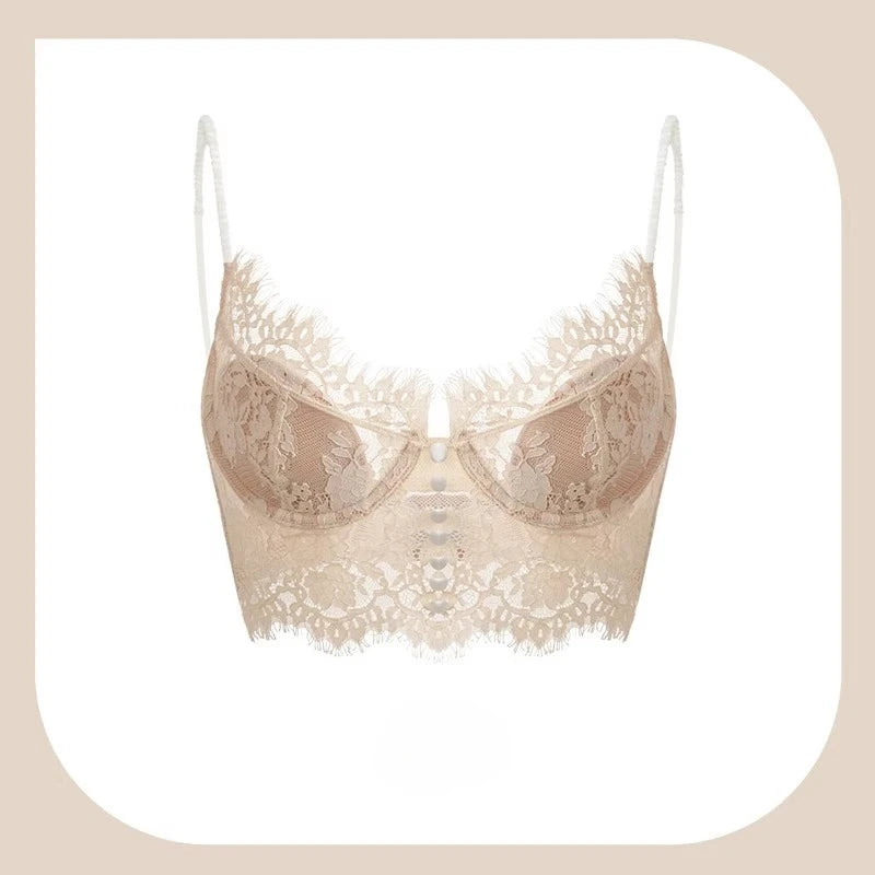 Sutiã Redutor Com Laço Francês Anti Queda - Aro Macio Costas Belas Conjunto Puro Desejo Tushy Hot