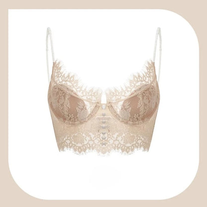 Sutiã Redutor Com Laço Francês Anti Queda - Aro Macio Costas Belas Conjunto Puro Desejo Tushy Hot