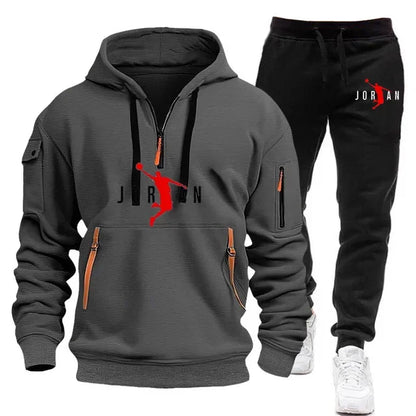 2025 Autumn and winter new trend men's blazer + Tracksuit pants Fashion casual jogging print sportswear outdoor sportswear