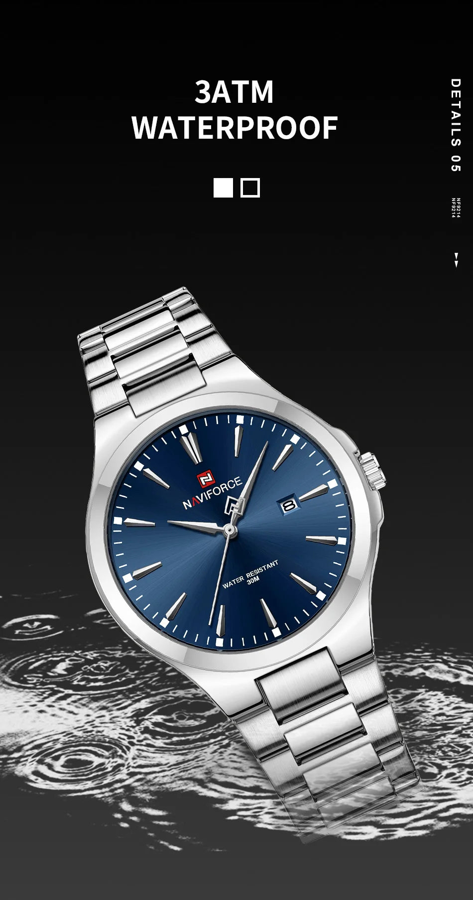 NAVIFORCE Original Design Fashion Men's Watches Stainless Steel Simple Calendar Male Waterproof Wristwatches Relogio Masculino