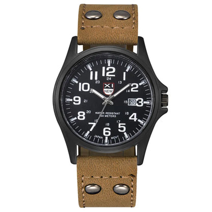 Genuine XINEW Brand Men Watches Black Students Fashion Leather Band Sports Date Quartz Wrist Watch Montre Homme Reloj Hombre