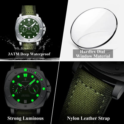 POEDAGAR High Quality Military Watch For Man Waterproof Luminous Date Fashion Men Clock Nylon Leather Quartz Men's Watches Reloj