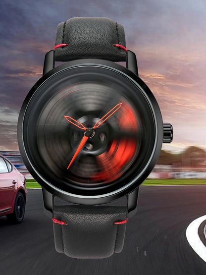 NS Men's Car wheel hub watch Minimalist Fashion Sports Watch Calendar Leather casual Quartz watch