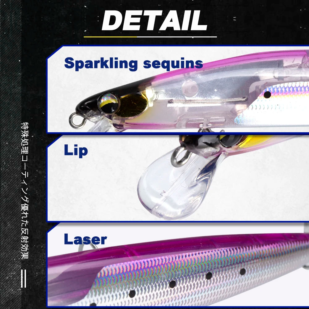 Floating Minnow Fishing Lure 120mm20g/145mm27g Flash Flake Wobbler Silent Assassin Floating Hard Bait For Pike Bass