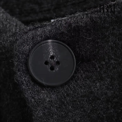 TRAF Women's Fashion Fall and Winter Comfortable Casual Commuter Coat Knitted Loose Warm Coat Asymmetric Elegant Split Jacket