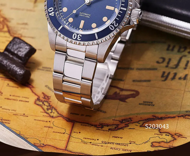 Baltany Men Automatic Watch 39mm Mechaical Wristwatch Sapphire Diver 20ATM Waterproof C3 Luminous NH38 Ceramic Bezel