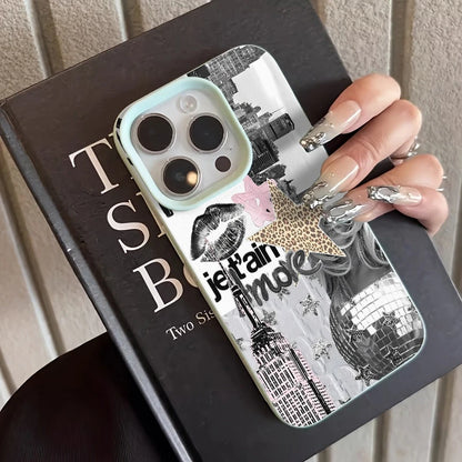 Stylish Phone Case For iPhone 17 11 13 12 15 14 16 Pro Max XS XR X 7 8 Plus 17 Air Eiffel Tower Light Ball Lychee Texture Cover