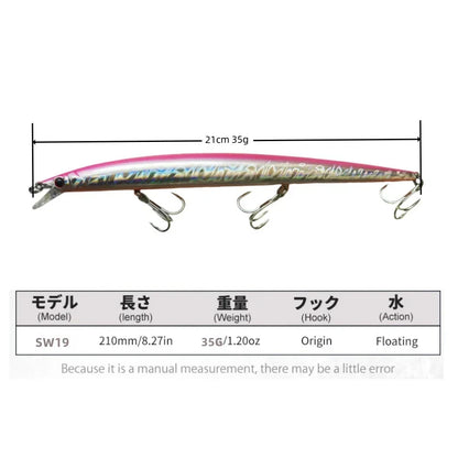 Minnow Longcast Jerkbait Fishing Lure 210mm 35G Off Shore Saltwater
