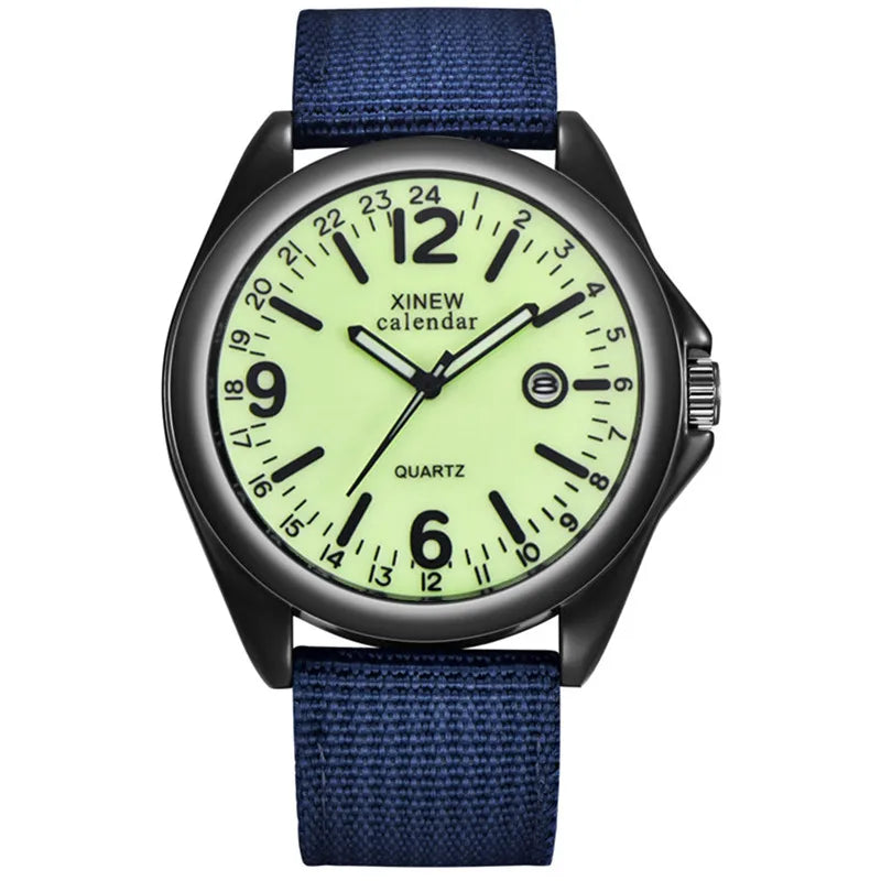 Original XINEW Brand Men Watches Black Students Boys Fashion Casual Nylon Band Sports Date Quartz Watch Relogios Masculinos 2025