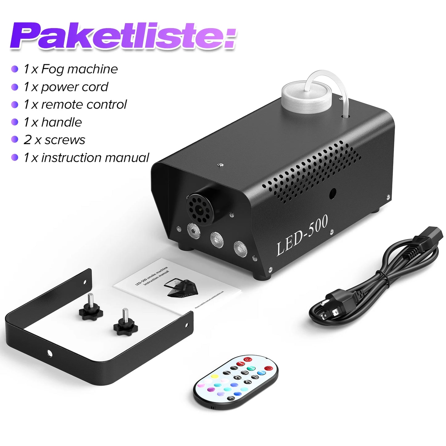 Fieryzeal 500W Smoke Machine Wireless Control Fog Machine RGB LED Stage Lighting Effect Professional Stage Fogger for Halloween