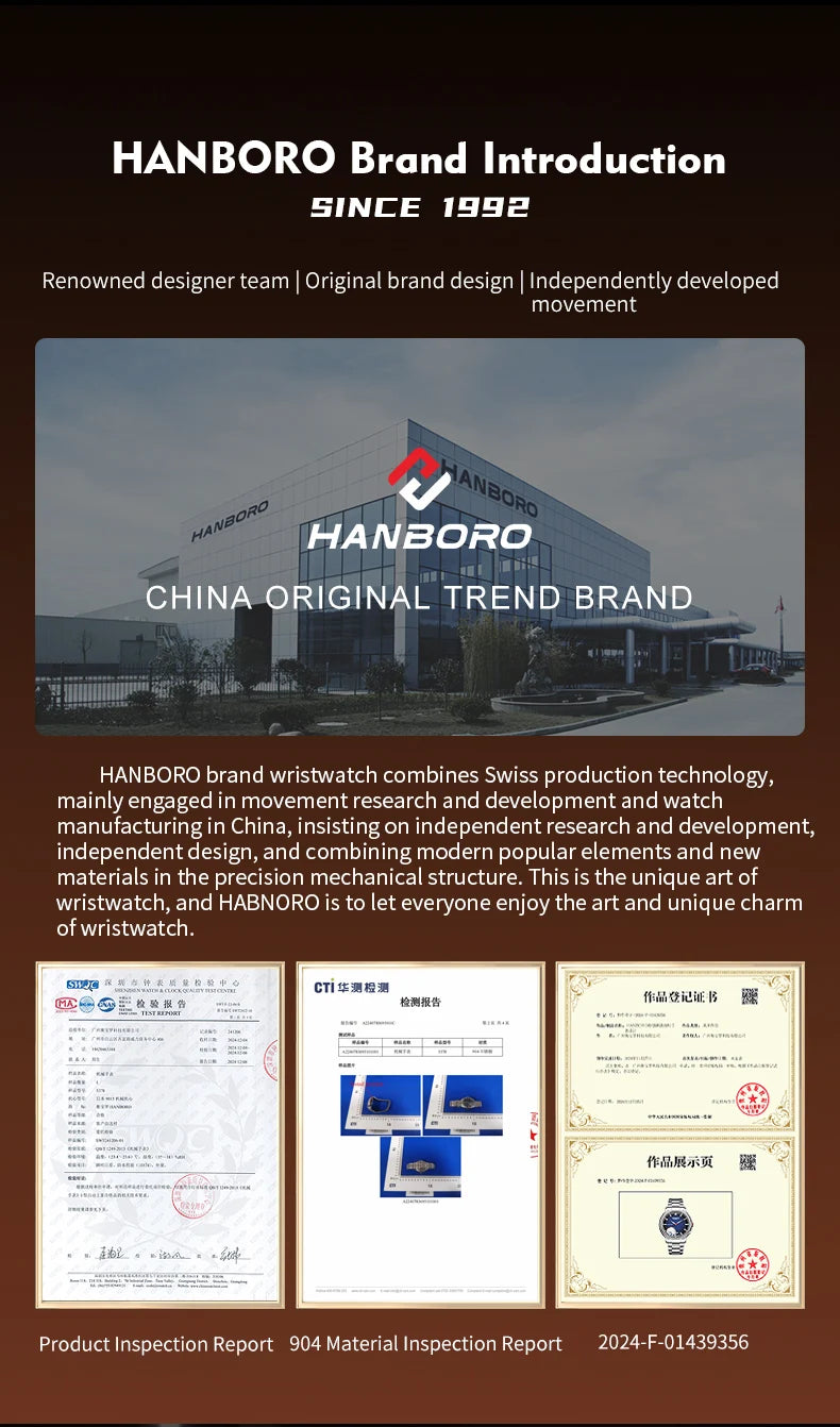 HANBORO Chime Series Modified Movement Men's Personalized Automatic Mechanical Watch