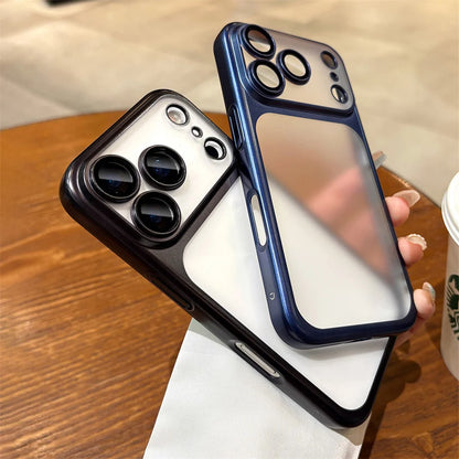 Luxury Original Matte Clear Frosted Phone Case For iPhone 17 16 15 14 13 12 11 Pro Max Air Lens Protection Shockproof Back Cover