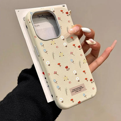 Retro Fashion Floral Leather Pattern Phone Case For iPhone 17 Air 16 15 14 13 12 11 Pro Max 16E 7 8 Plus XS SE2 Shockproof Cover