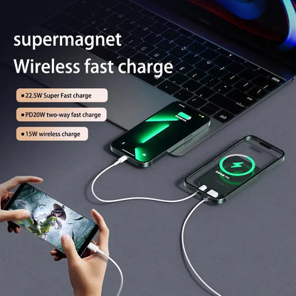 100000mAh Magnetic Wireless Power Bank Fast Charger For Magsafe Portable Auxiliary Battery Pack For iphone Huawei Samsung