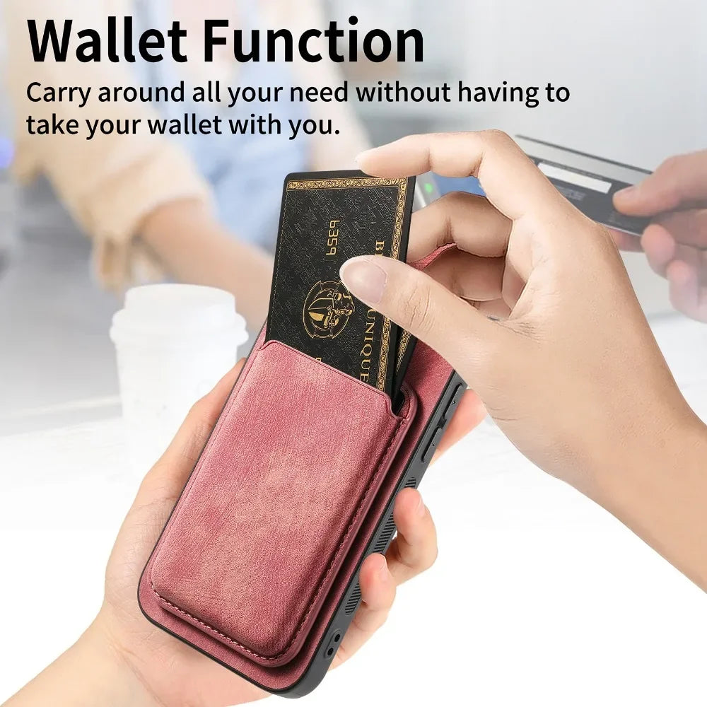 Vintage Leather Case with Detachable Magnetic Wallet Card Holder For iPhone 17 Air 16e 16 Pro Max 15 14 Plus 13 12 11