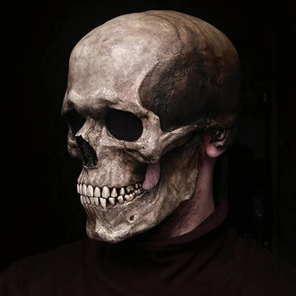 Halloween Mask Full Head Skull Mask Moveable Mouth Jaw Horror Helmet Skeleton Headgear Party Festival Costume Decorations