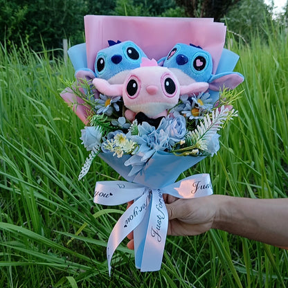 Lilo & Stitch Bouquet Major Holiday Gift PVC Rose Sunflower Anime Stuffed Doll Birthday Girl Valentine'S Christmas Day Girl Gift