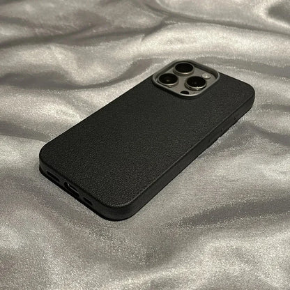 Luxury Matte Leather Phone Case For iPhone 17 16 15 14 13 12 11 Pro Max X XS XR 7 8 Plus SE2 Lens Protection Shockproof Cover