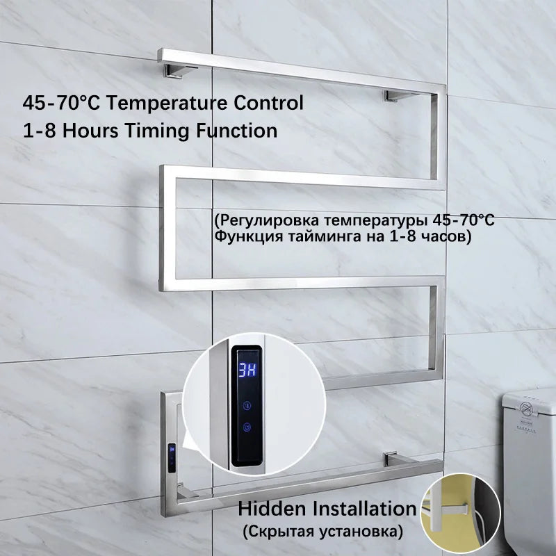 Electric Towel Rack.Bathroom Electric Heated Towel Rail.Smart Towel Warmer.Creative Bath Towel Radiator.Hidden Wire