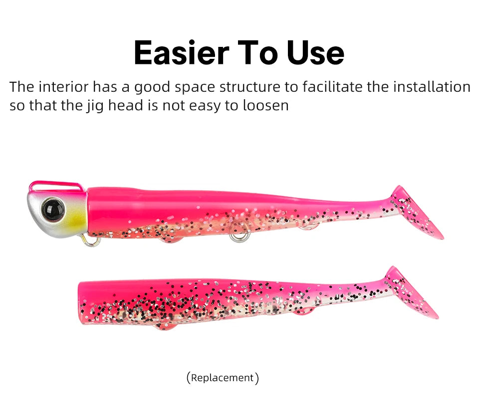 Jig Head Soft Fishing Lure 110mm 35g Long Casting Sea Bass Flounder Soft Body Swimbait Set With Saltwater Treble Hook