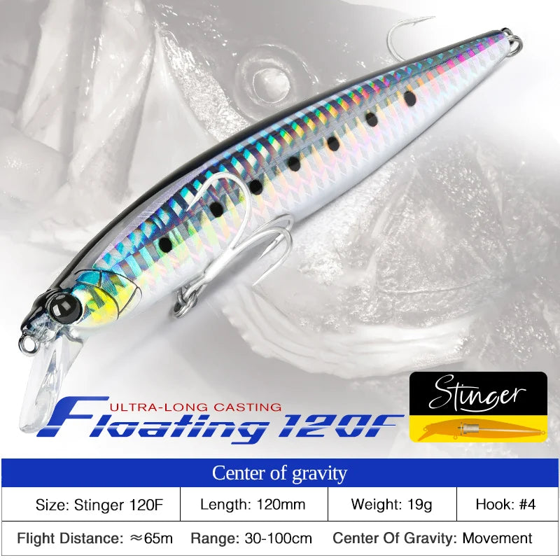 120F Ultra-long Casting Floating Saltwater Minnow 120mm 19g  Weight Artificial Bait