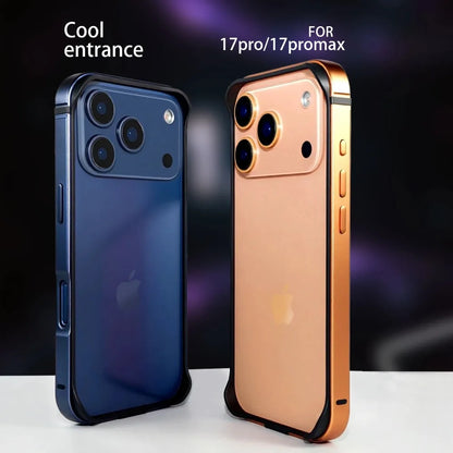Luxury Rugged Glossy Metal Aluminum Alloy Frame Case For IPhone 17 Pro Max 17Pro Original Color Metal Slim Bare-bones Feel Cover