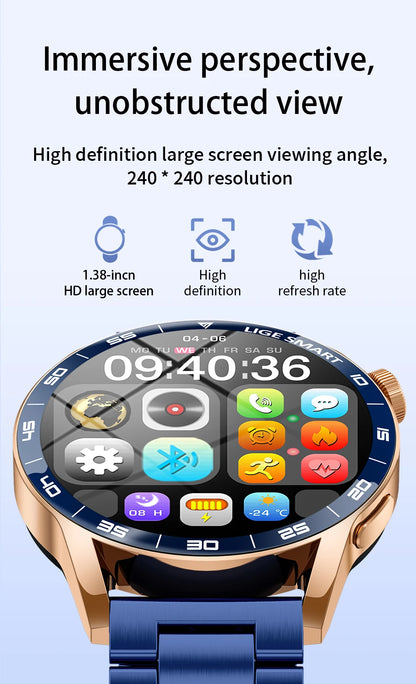 LIGE 2025 New Smartwatch Men For Android iOS Phone 1.38" HD Bluetooth Call Heart Rate Monitor Waterproof Sport Smart Watch Women