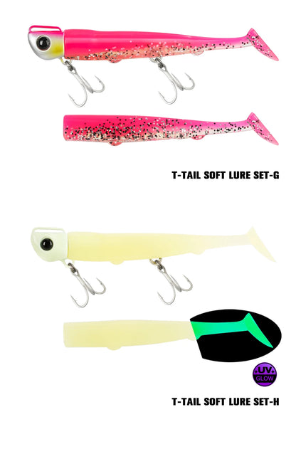 Jig Head Soft Fishing Lure 110mm 35g Long Casting Sea Bass Flounder Soft Body Swimbait Set With Saltwater Treble Hook