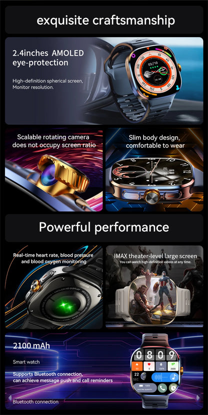 5G/4G All-Network Smart Watch 2.4 inch AMOLED 2100mah Battery 8GB+128GB RAM 1000W Camera GPS WIFI Google APP Download Smartwatch