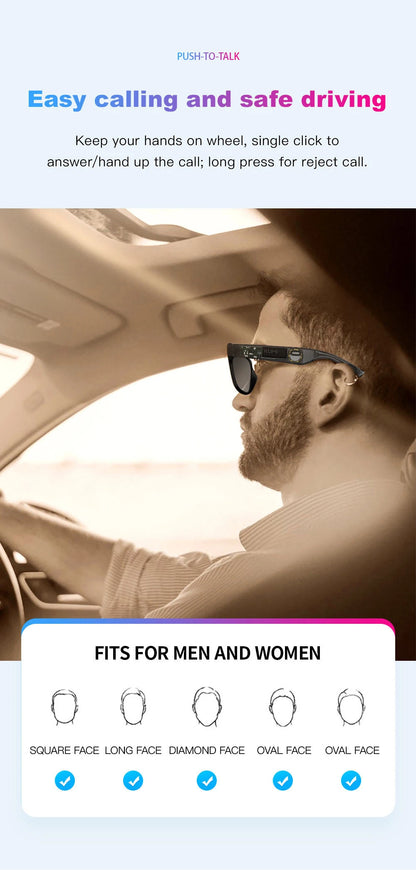 KUMI Meta V1 Smart Glasses IPX4 Waterproof Bluetooth glasses Bluetooth Call 5.0 listen to the music last for about 8 hours Blue