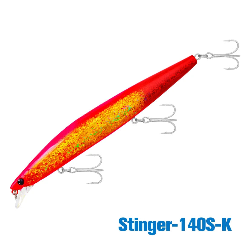 Minnow Sea Fishing Lure STINIGER 140mm 26g Piston Weight Ultra Long Casting Seabass Inshore Hard Baits