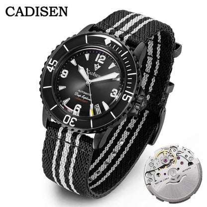 CADISEN Deep Explorer Automatic Mechanical Watch Man Canvas Strap Wristwatch MIYOTA  Luxury Luminous Waterproof Watches