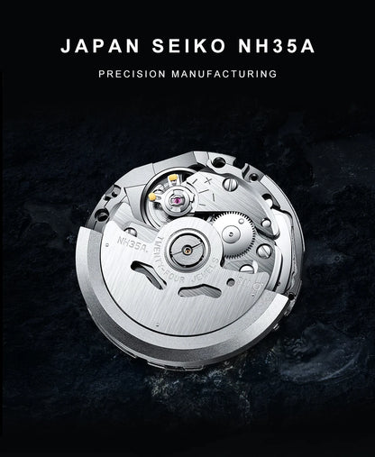 CADISEN New 38mm Diver Mens Watch Japan NH35A Automatic Mechanical Sapphire Glass Date Luminous 200M Waterproof Wrist watch Men