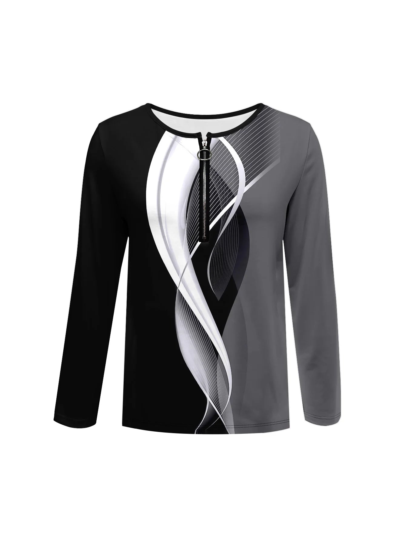 Summer new fashion 2025 women's casual long-sleeved printed T-shirt