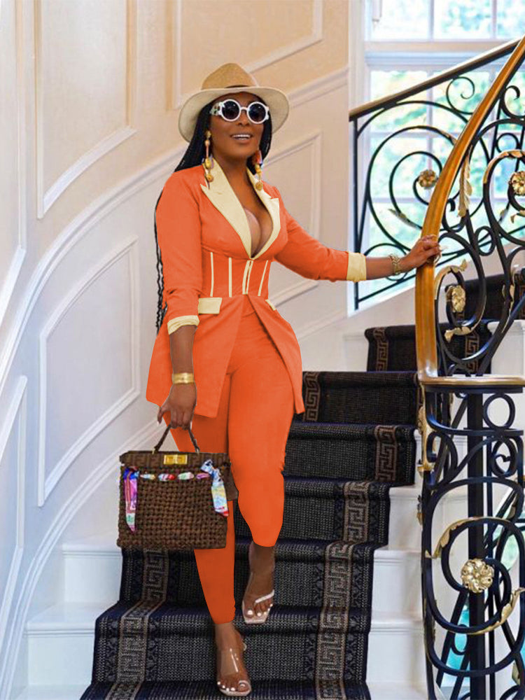 Elegant Suits  Women Corset Blazer and Legging Pants Matching Two 2 Piece Set Outfits Streetwear Lady Tracksuit