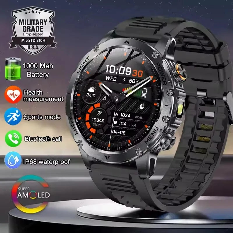 T-REX3 1000mAh Big Battery Smart Watch HD Bluetooth Call 1.7inch Large Sceen LED Flashlight Sports Waterproof Smartwatch Men